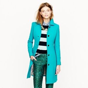 J. Crew Turquoise Double Cloth Coat, size 8 Tall